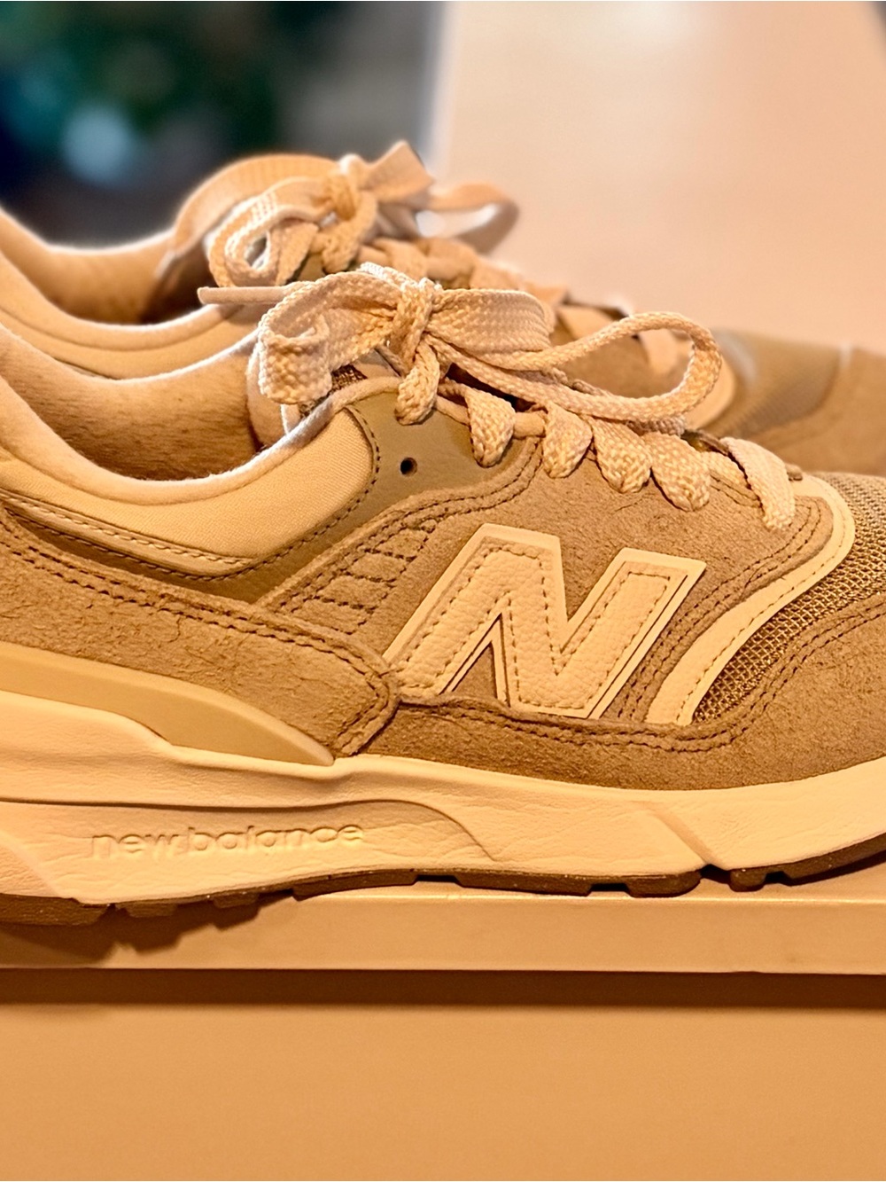 New Balance Kids Beige Sneakers with Cream Accents